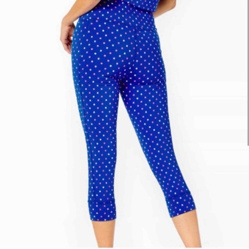 Lilly Pulitzer Luxletic High Rise Cropped Leggings NWT Size XS Borealis Blue - Picture 4 of 9